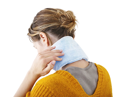 Image of woman with heating pad on her neck